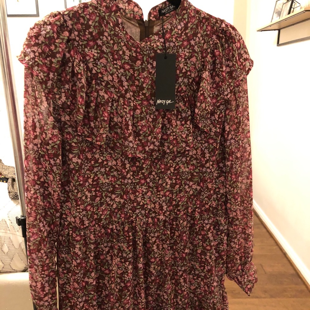 Long sleeve mini floral dress